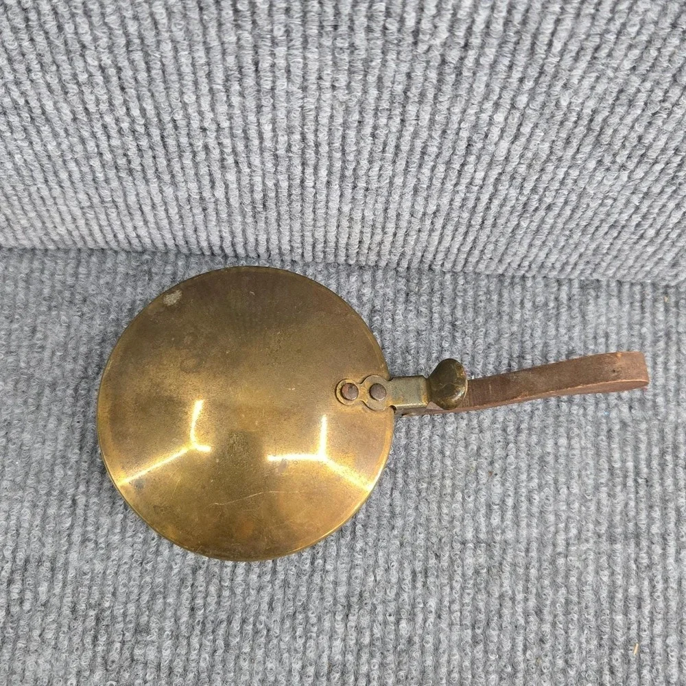 Antique Brass Mini Bed Warmer Warming Pan w/ Wood Handle‎ 6 3/4